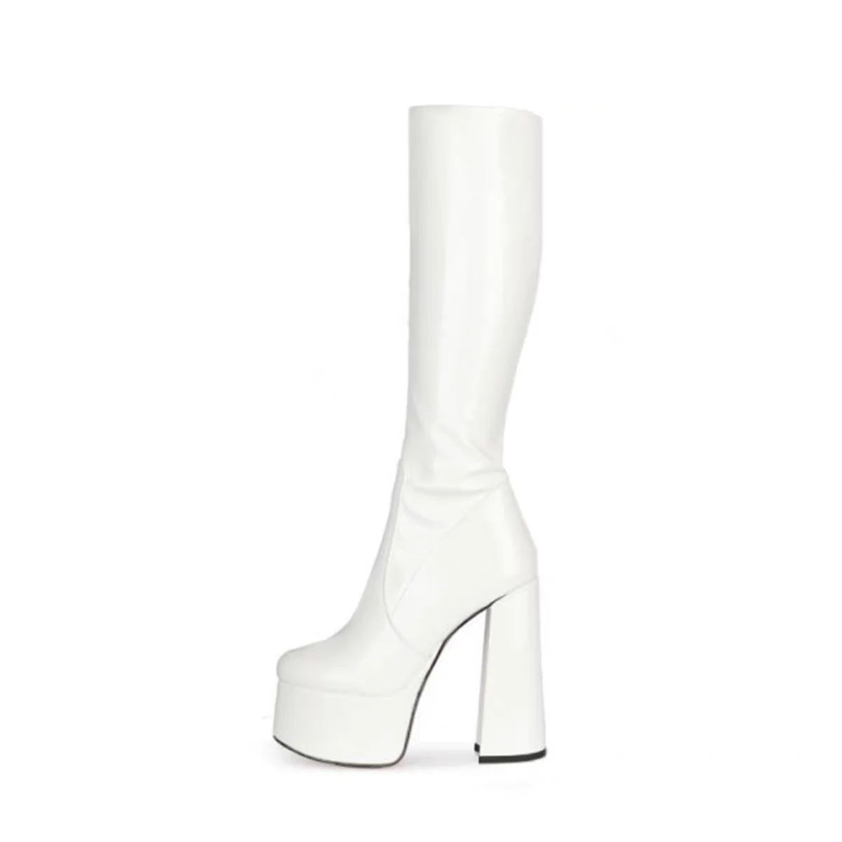 

Сапоги до колена Faion с круглым носком на каблуке, водонепроницаемая платформа, эластичные стальные сапоги для танцев на пилоне, утягивающие сапоги до высокой икры, ультра-волокно...