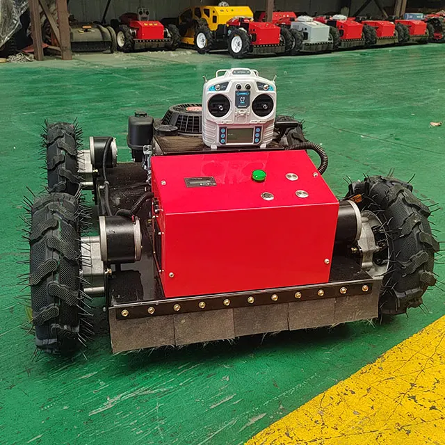รีโมทคอนโทรลบ้านเครื่องตัดหญ้า Self-Propelled 4 จังหวะมัลติฟังก์ชั่น Crawler หุ่นยนต์สําหรับ Gardens
