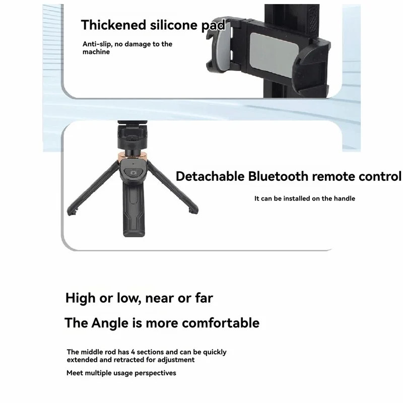 Super Mini Selfie Stick With Bluetooth Remote, Versatile Portable Phone Holder For Live Broadcasts, Black-AB01