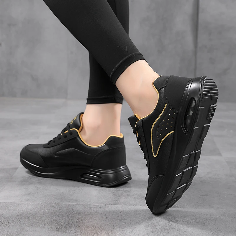 Frauen Mode Luftpolster Turnschuhe PU Leder Laufschuhe Anti-slip Outdoor Sport Schuhe Elastische Gym Trainer – Detail 19