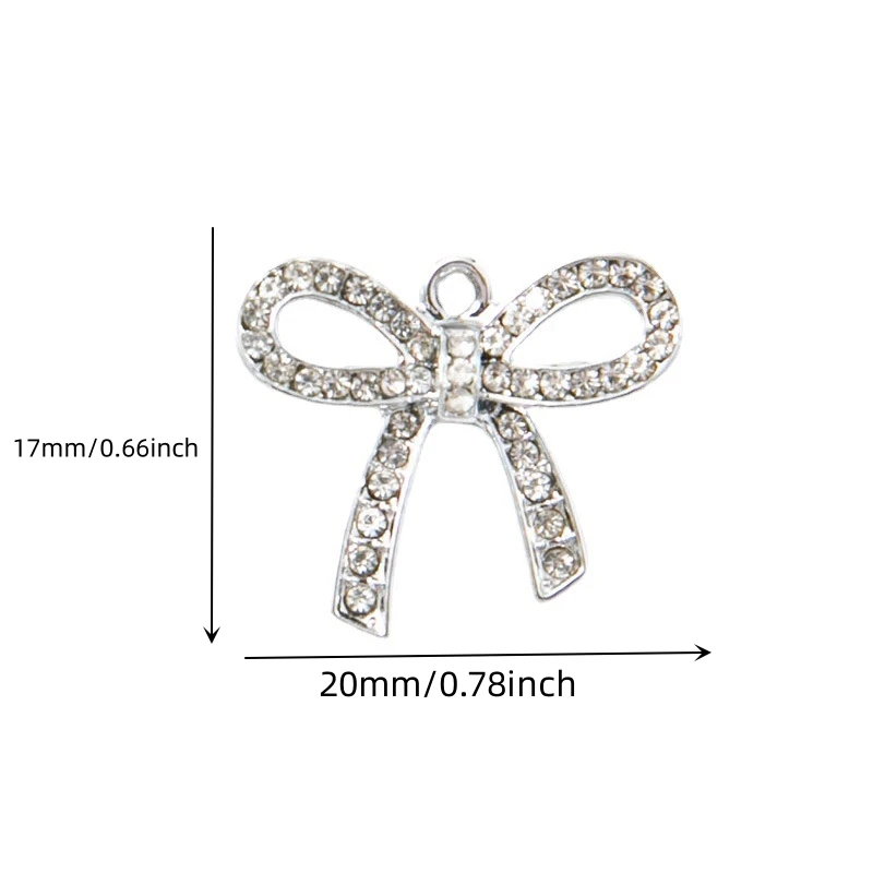 10pcsBow, diamond pendant, bracelet, female keychain, DIY pendant, alloy electroplated accessory, small accessory