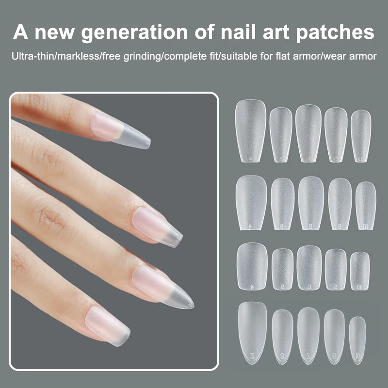 100 قطعة/صندوق ماتي الأظافر وهمية لا تلميع الصحافة على الأظافر كاذبة متوسطة قصيرة تصميم عالية مات لينة هلام مسمار نصائح للتمديد #5