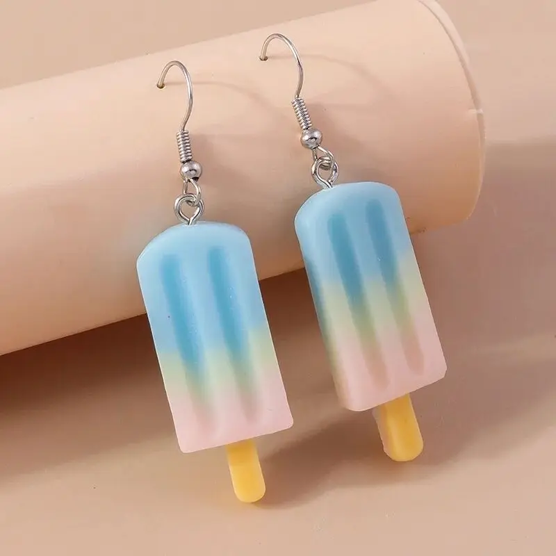 Neue Nette Harz Simulation Lebensmittel Ohrringe für Frauen 3D Popsicle Eis Ohrringe Mädchen Kinder Schmuck Geschenke