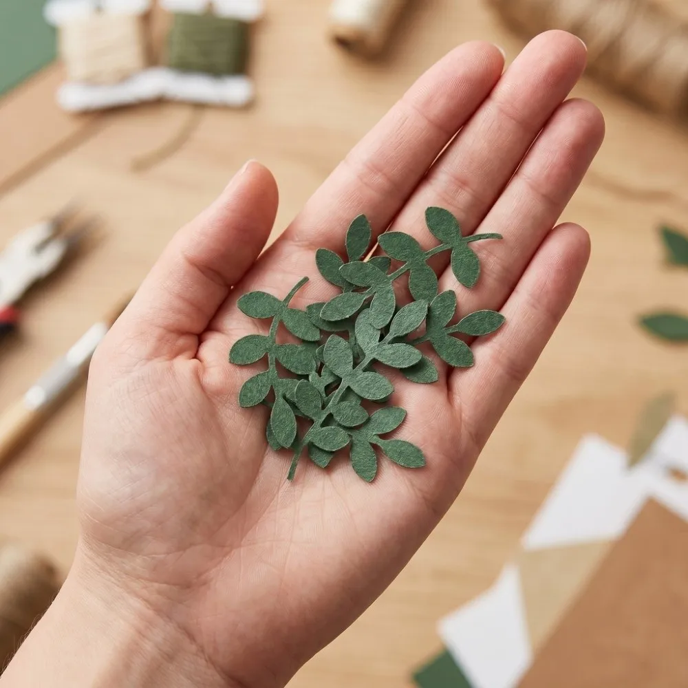 60pcs DIY Green Leaves Confetti Party Supplies Venue Setup Props Happy Birthday Confetti Debris Scatterable Paper Scraps