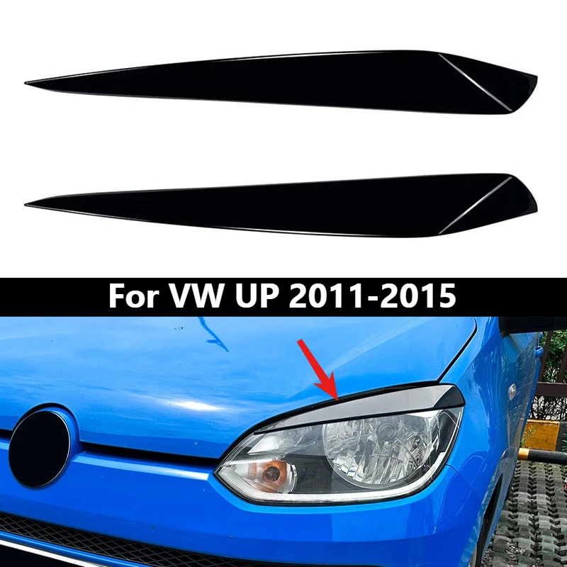 

2Pcs Car Headlamp Eyebrow Eyelid Cover Decorative Trim Accessories Glossy Black For VW UP 2011 2012 2013 2014 2015 ABS Plastic