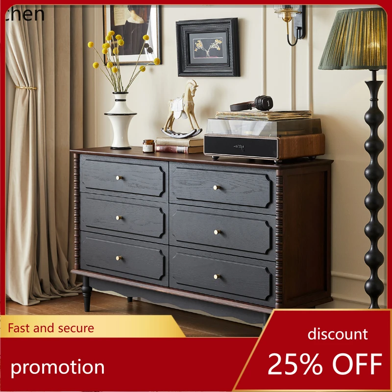 

HT French retro solid wood bucket cabinet, bedroom storage, bedside storage cabinet against the wall, American storage cabinet