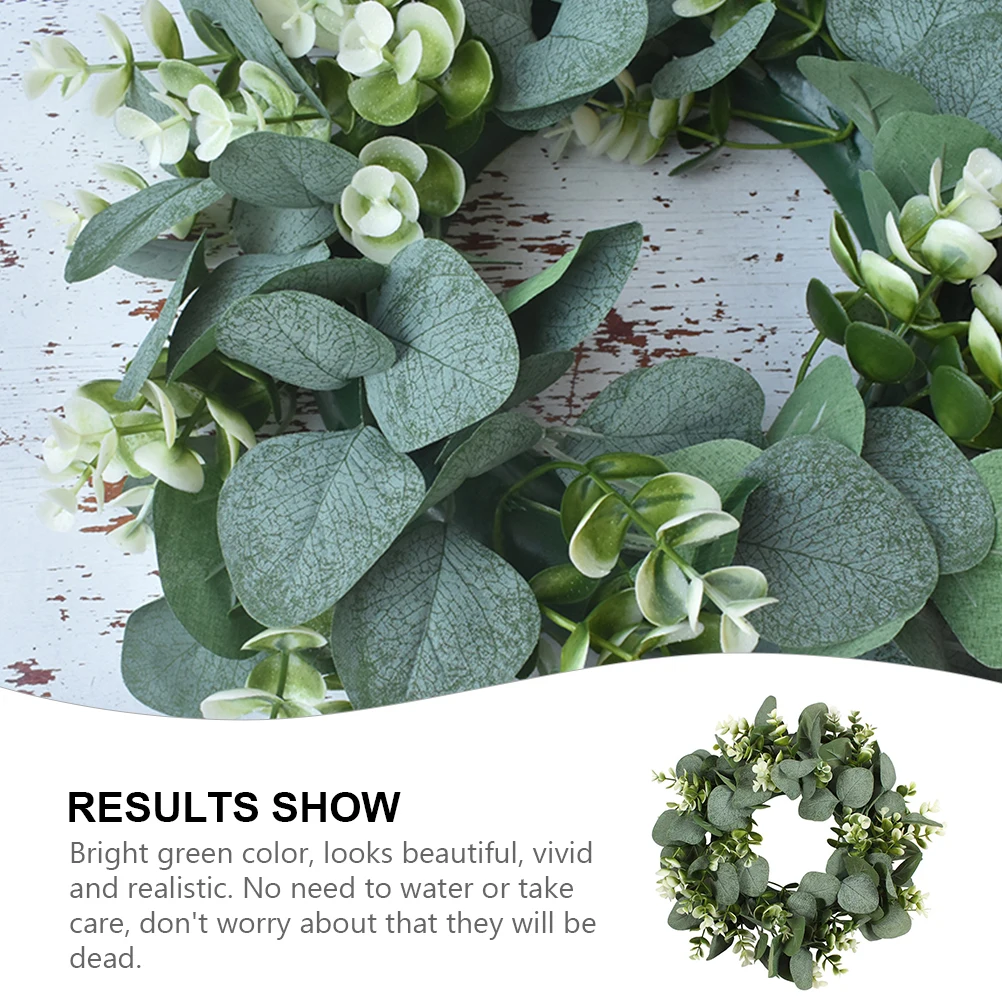 

Artificial Eucalyptus Wreath Bright Green Plastic for Home Family Office Decoration Easy Install Door Hanging Christmas