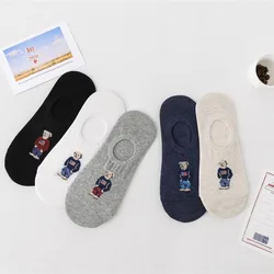 Bear Men's Socks Cartoon Gentleman Harajuku Non-slip Novelty Breathable Business Sox Cartoon Cotton Socks for Men