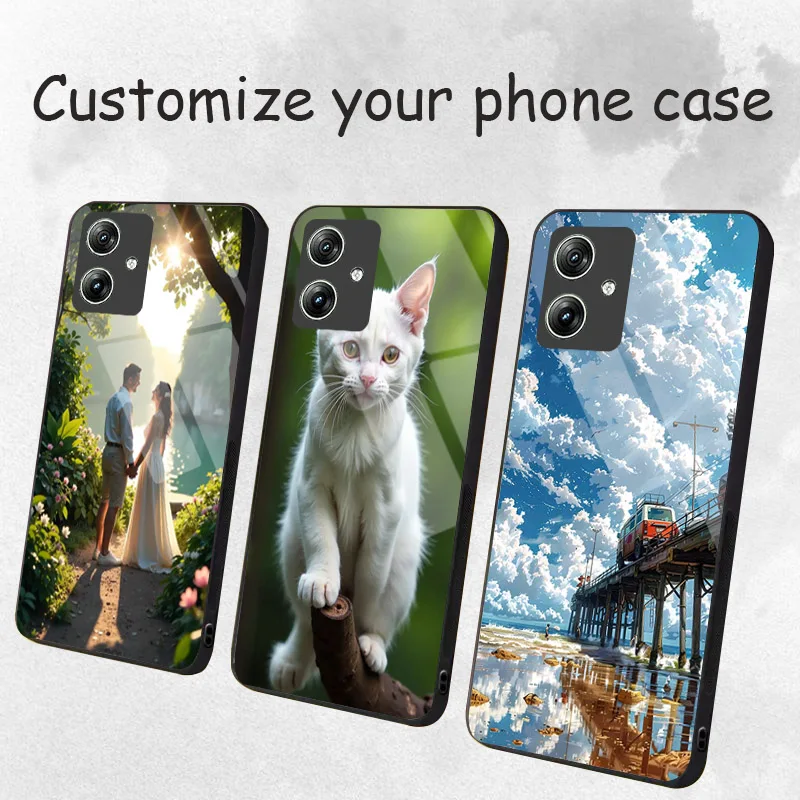 حافظة هاتف من الزجاج المقسى لهاتف موتورولا إيدج 50 40 NEO 30 Pro Ultra Fusion G04 S G34 G84 G54 غطاء خلفي ذاتي الصنع #2