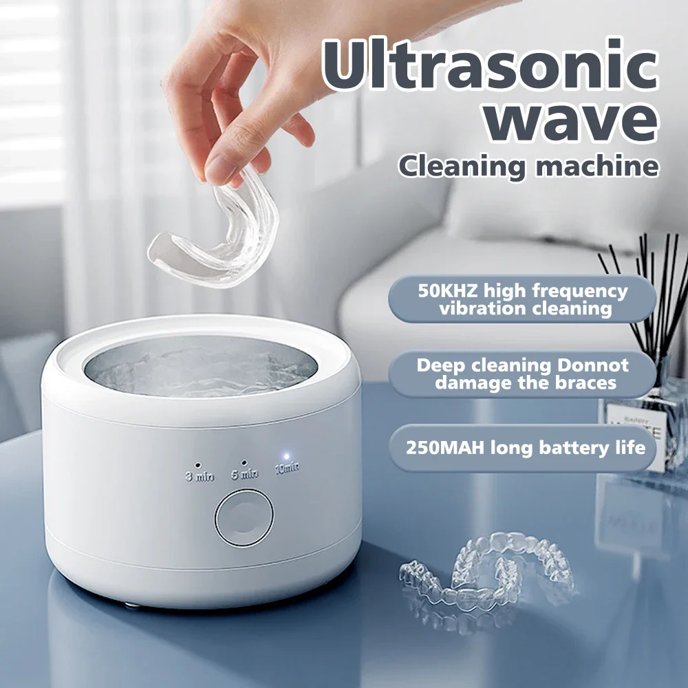 15W Ultrasonic Cleaner for Dentures Professional Ultrasonic Cleaning Machine for All Dental Jewelry Watch Household Washer 160ml