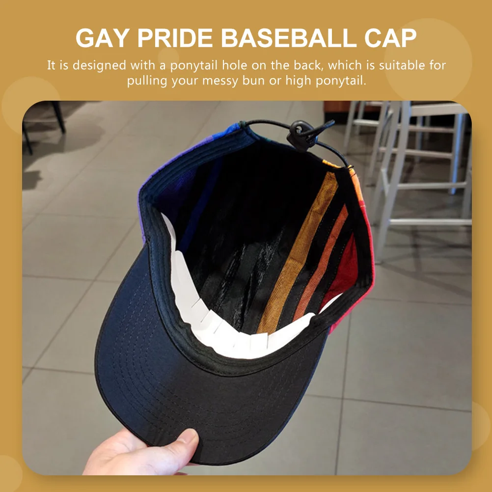 

Rainbow Baseball Cap Cotton Ponytail Hole Sun Protection Outdoor Portable Hat Classic Stylish Trendy Design Walking Cycling