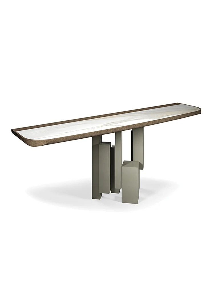 Italian Light Luxury Stone Plate Console Tables Post-Modern Simple Solid Wood Corridor Artistic Cabinet