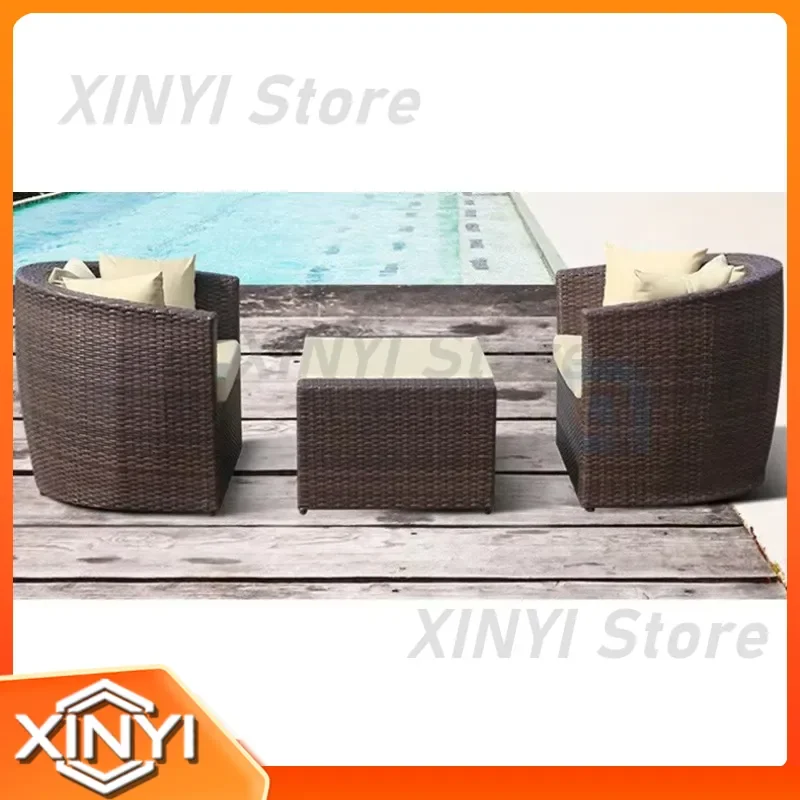 Custom Outdoor European Style Recliner for Balcony Garden Courtyard Rattan Lounger for Sun Room Swimming Pool Chair Nest Sofa