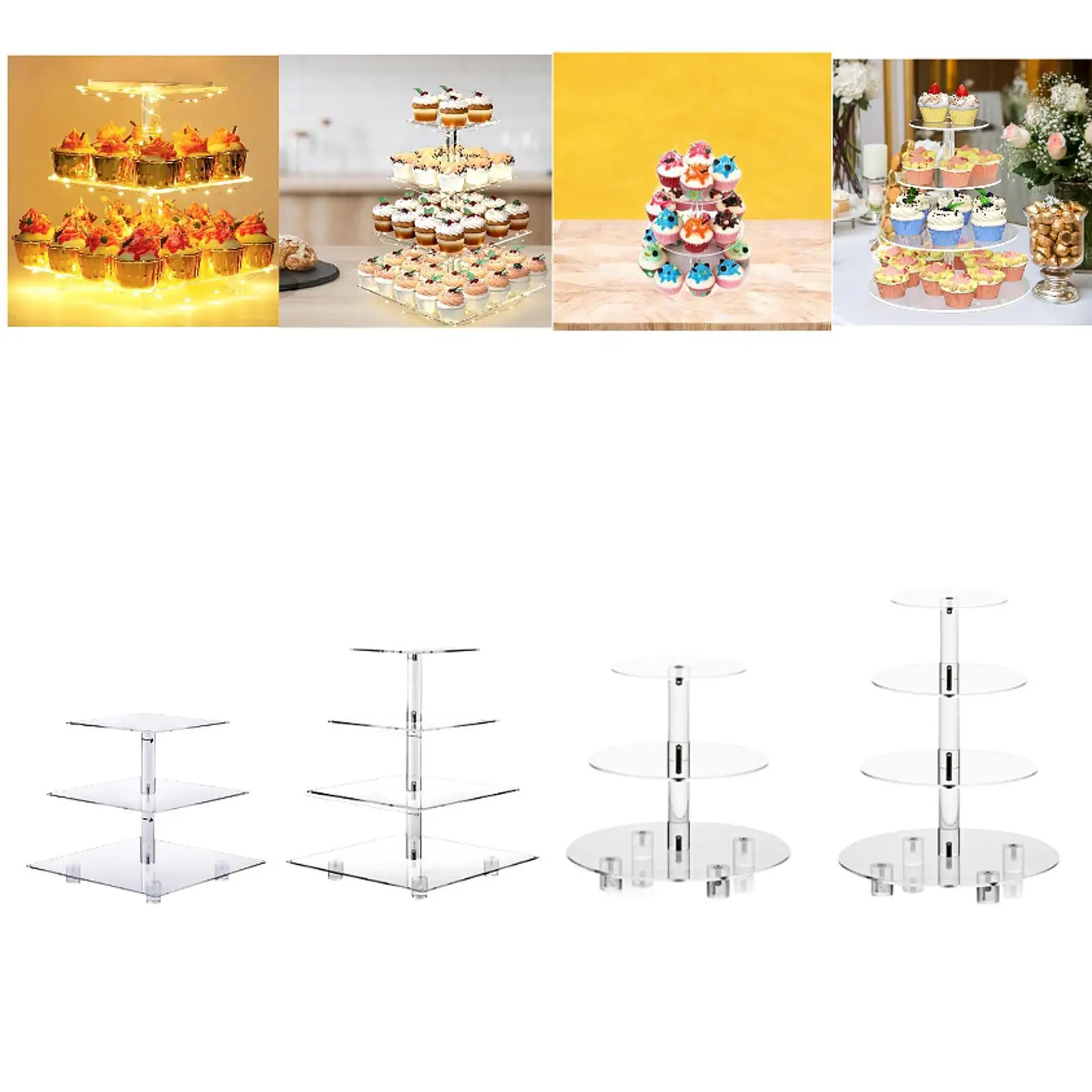 

Tiered Cupcake Stand Decorative Platter Sturdy Multi Functional Clear Cupcake Holder Serving Tray for Party Birthday Table