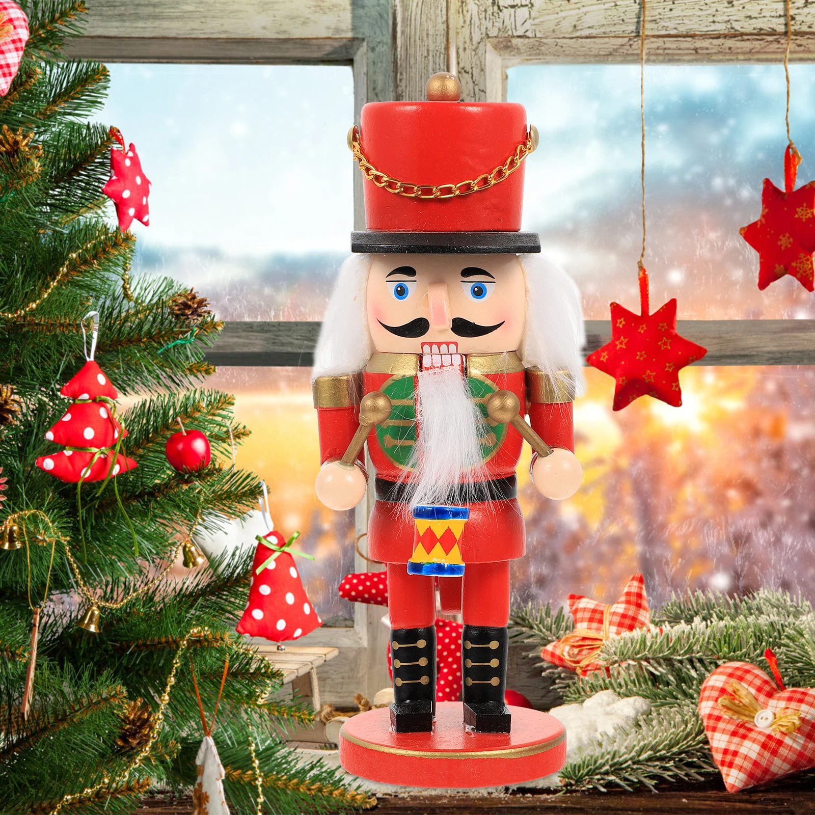 

Xmas Nutcracker Soldier Wooden Ornament Christmas Tabletop Decoration Vintage Holiday Nutcracker Craft Home Decor
