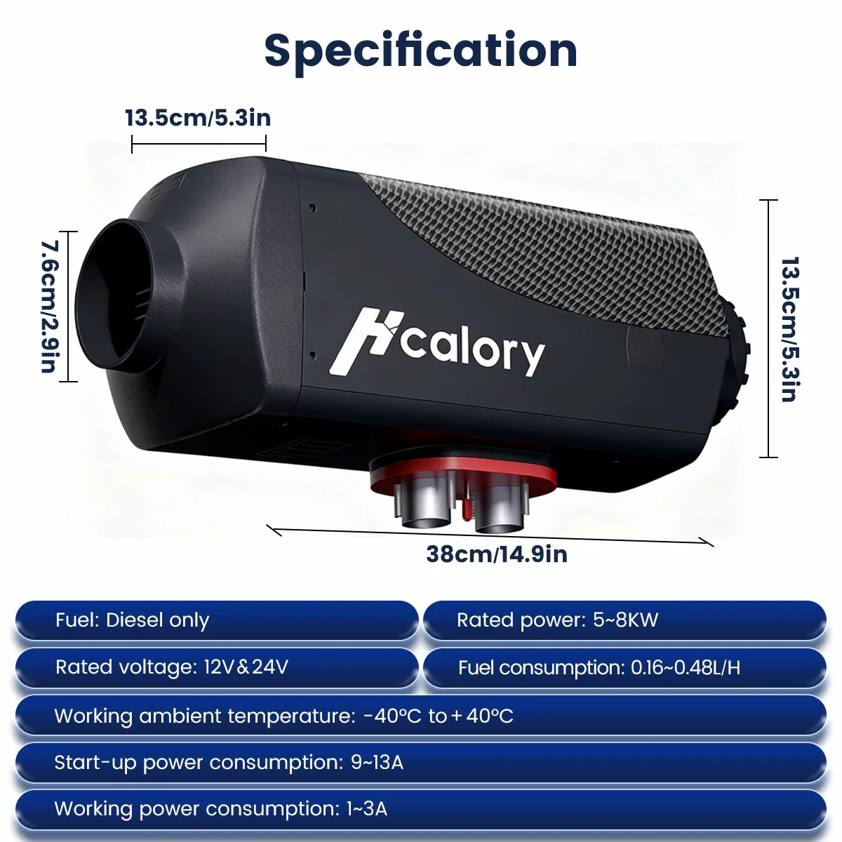 Hcalory 12V 24V 5-8KW Car Heater LCD Monitor 12V Air Diesels Fuel Aluminum Alloy Heater For Boats Bus With Remote Control