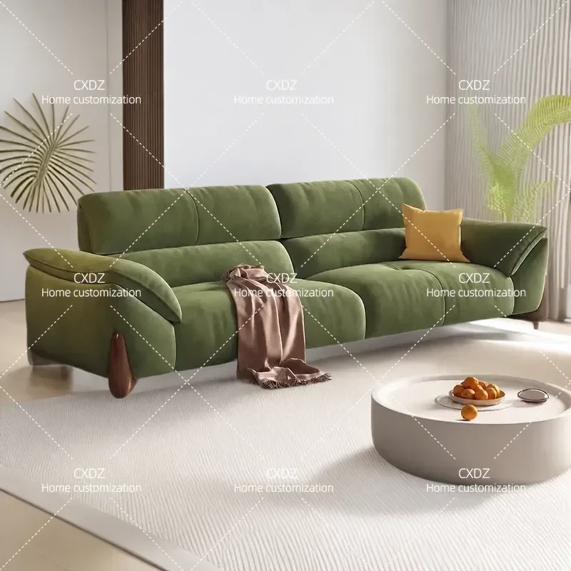 Technology cloth sofa antique avocado green cream style living room straight row fabric combination