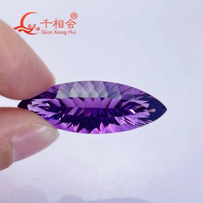 

22ct to 33ct marquise shape millennium cutting beautiful Natural Amethyst gemstone loose stone GRC certificated