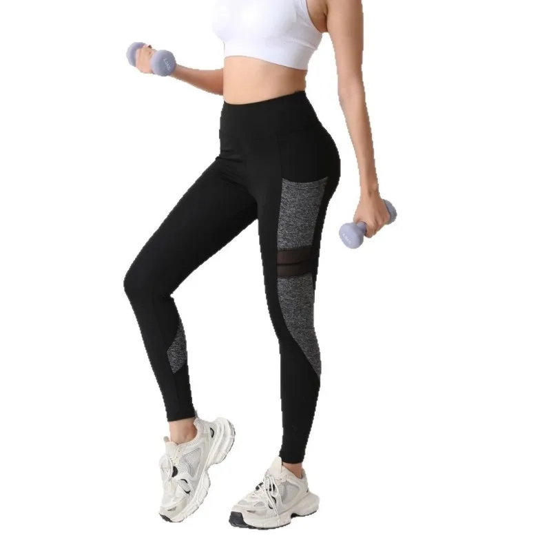 

High Waist Yoga Leggings Mesh Patchwork Quick Dry Sports Pants Butt Lifting Fitness Tights for Gym Workout Running Training