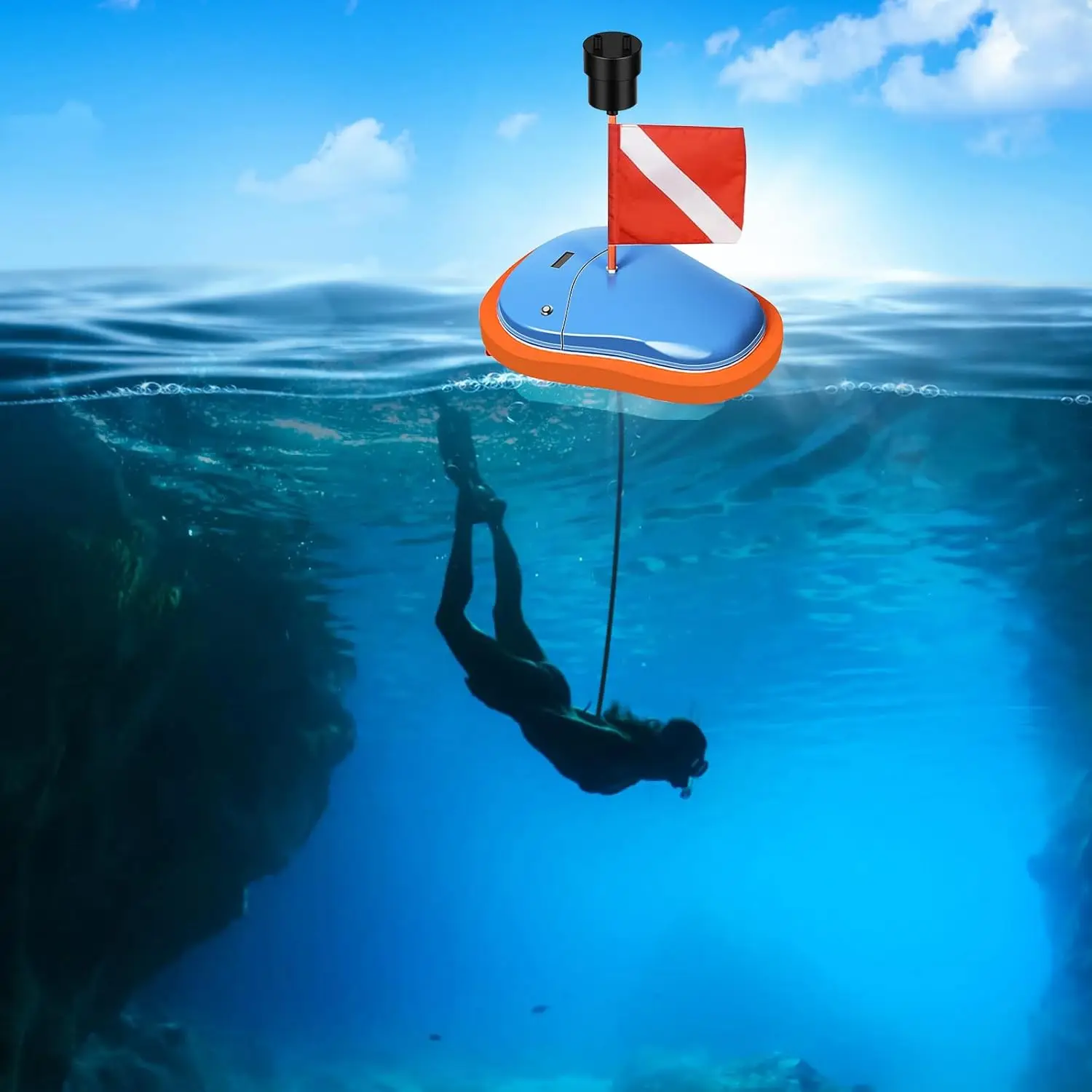 Portable Tankless Scuba Diving Ventilator Rechargeable Underwater Tank with 7M Telescopic Pipe for Diving Fishing Snorkeling