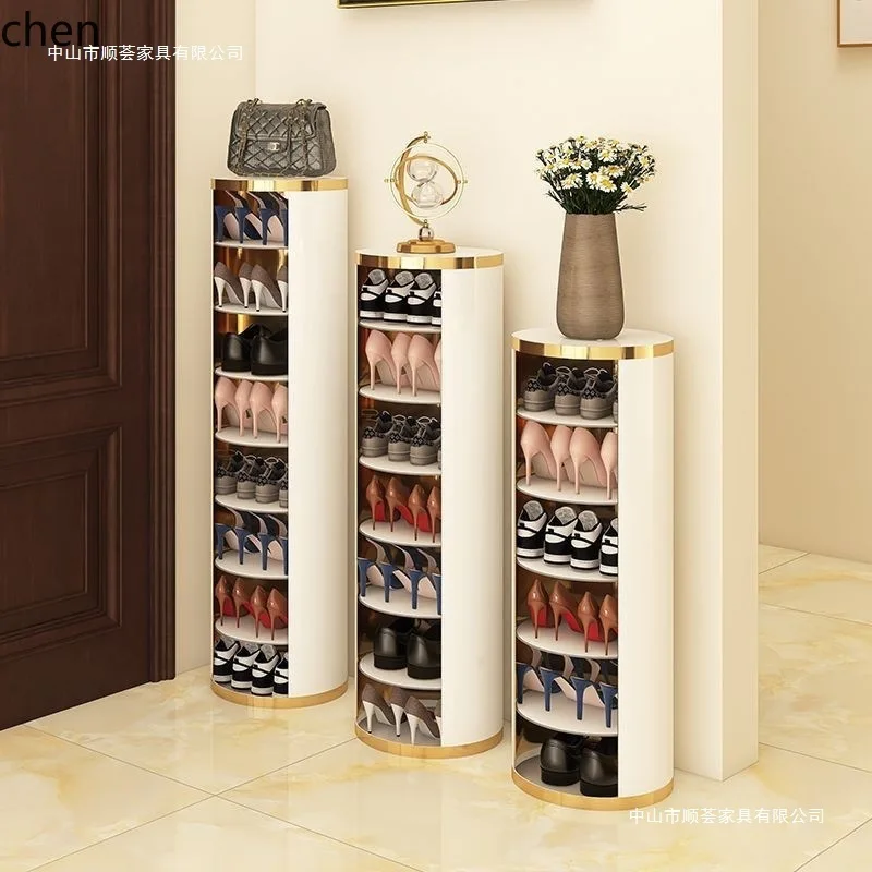 Shoe Cabinet Ultra-Thin Rotating Steel Round Barrel Shoe Rack
