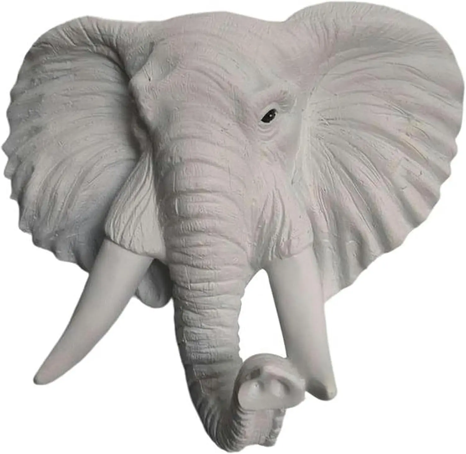 Sculpture murale éléphant, tête d'éléphant 3D en résine grise 21cm, décoration moderne pour salon, figurine d'action, cadeau rétro