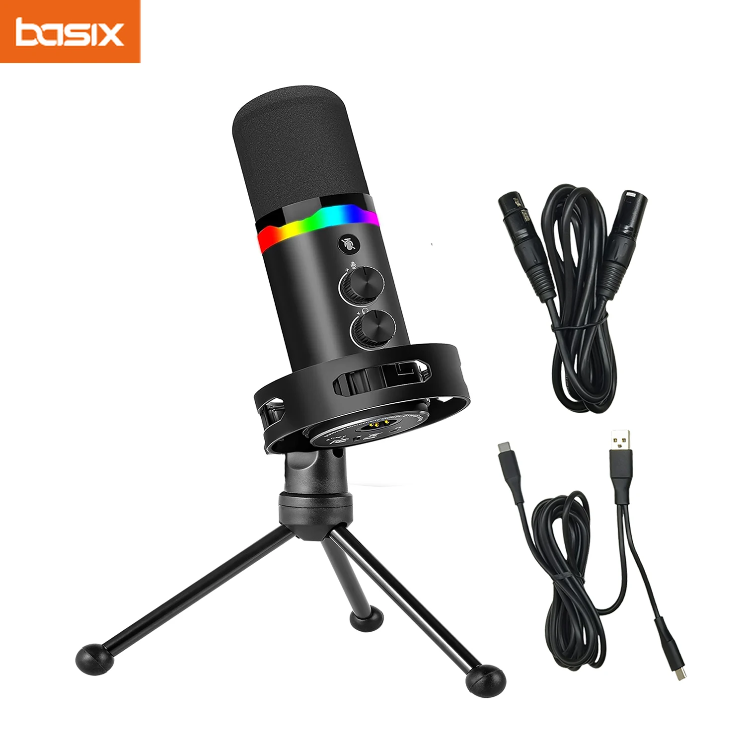 

Игровой USB-микрофон для ПК — конденсаторный микрофон для подкастов с разъемом для наушников, микрофон для записи с шумоподавлением для компьютера