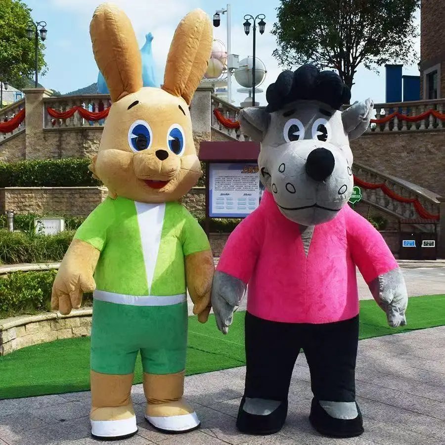 Riesiges Osterhase-aufblasbares Kostüm, grauer Wolf, Maskottchen, Puppenkostüm, Cartoon-Kostüm für Erwachsene, Karneval, Kostüm, Anzug, Requisiten