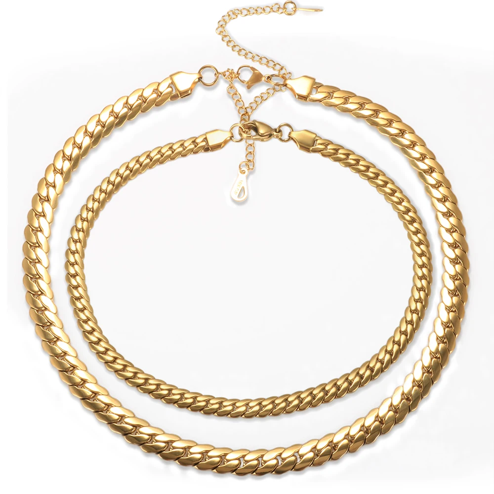Trendy Edelstahl hochglanzpoliert vergoldet Schlangenknochen dicke Kette Halskette für Frauen Männer Punk Choker Halskette Schmuck