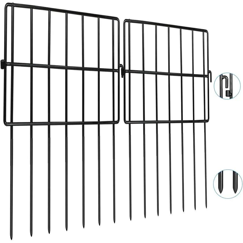 

22-Piece Animal Barrier Garden Fence Panels - 1.5 Gap, No Digging, Black Metal, Suitable for Dogs and Rabbits, Outdoor Landscape