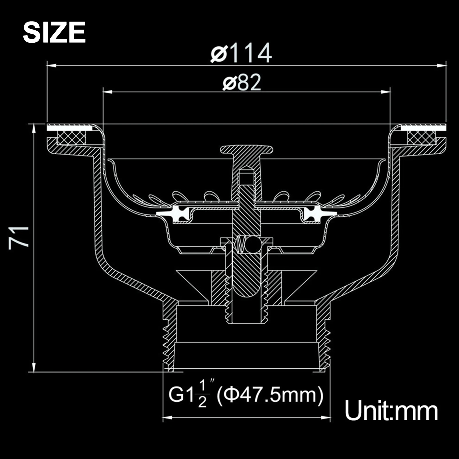 High-Quality 114MM Stainless Steel Sink Dish Drainer Suitable For Sink Open Hole Diameter Size Is Φ 83 - 90 Mm