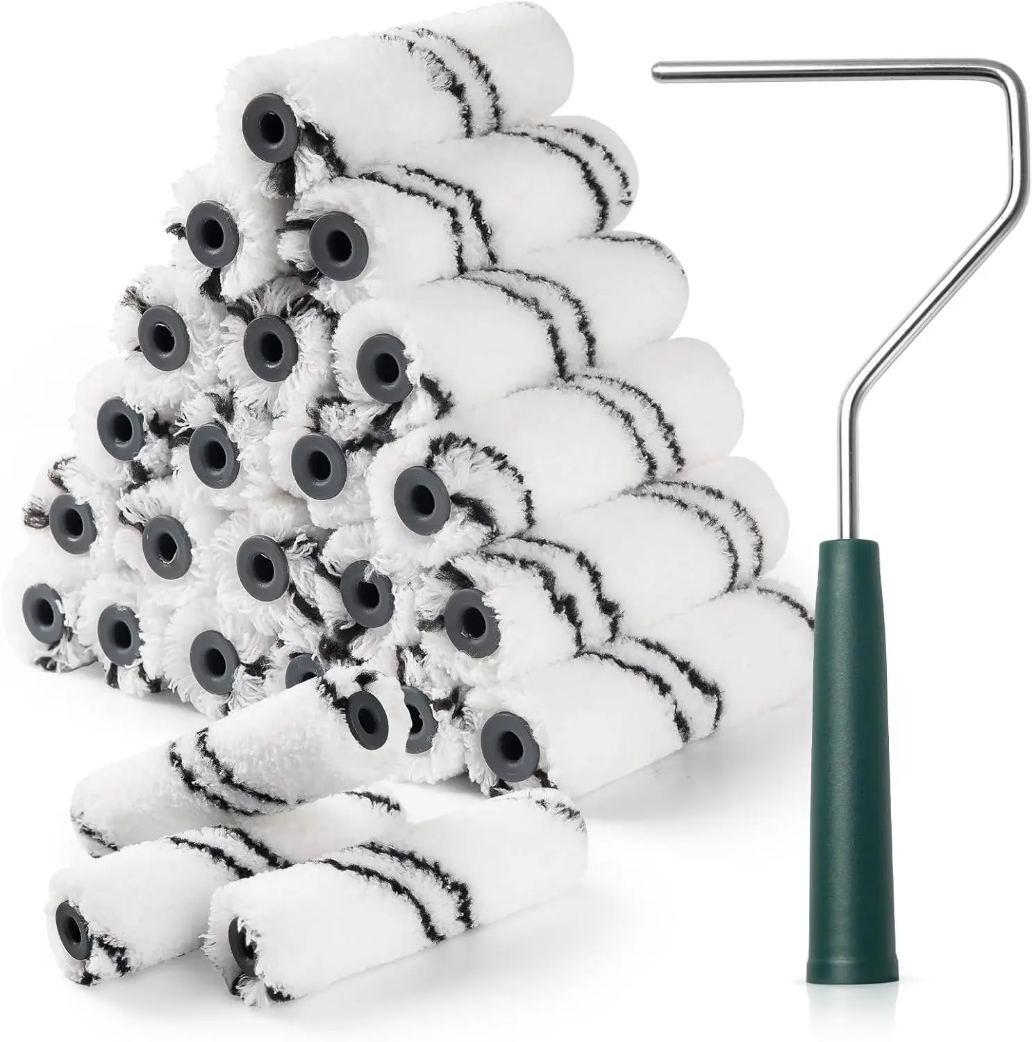 

24 Pack Microfiber Paint Roller Covers 4 Inch with Frame for Walls and Home Improvement