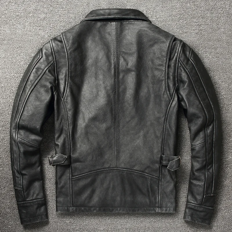 

Top 2023 Layer Retro Style Cowhide 200% Oversized Leather Jacket Color is made of Old Motorcycle Riding Clothes.