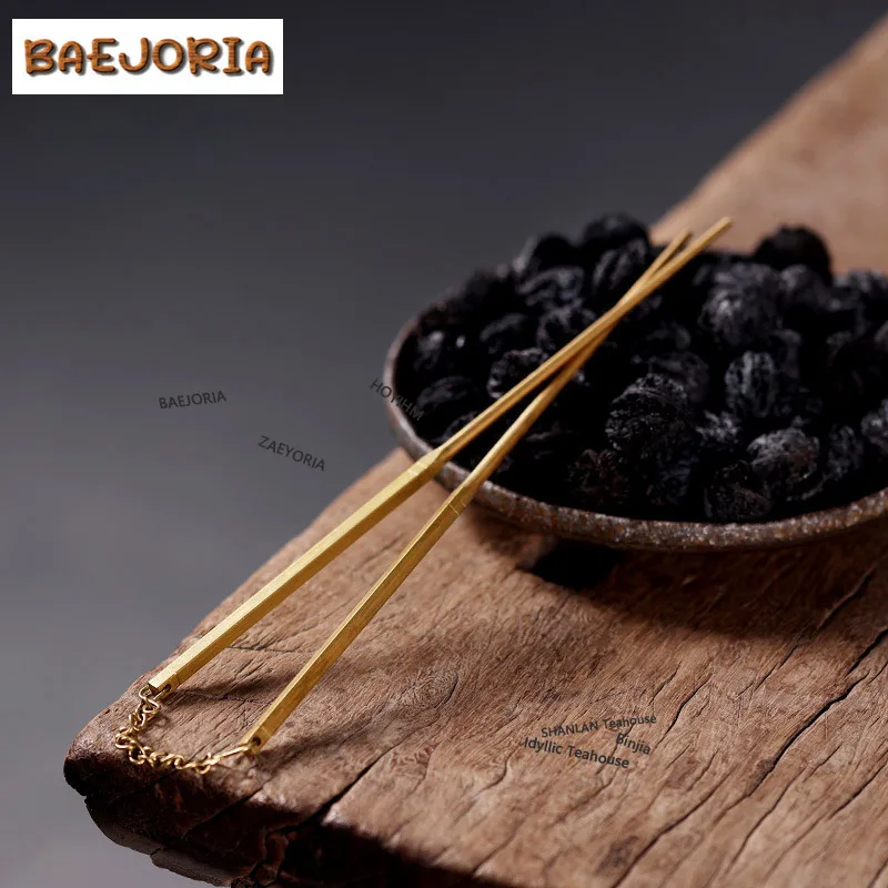 BAEJORIA Handmade Brass Tea Tweezer Vintage Tea Bag Holder Tongs Clip Tea Clip For Toast Bread Pickles Kung Fu Tea Teaware Gifts