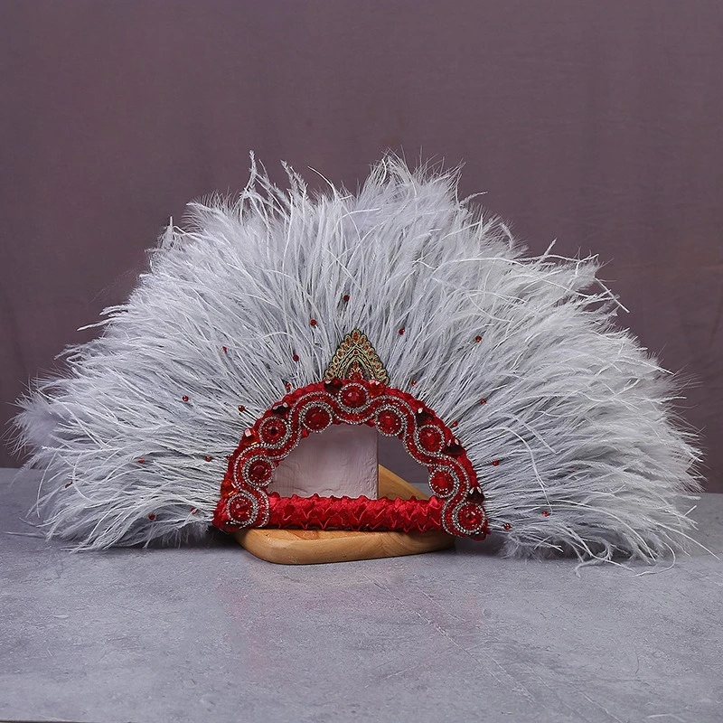 African Wedding Bride Bridesmaid Decoration Hand Feather Ostrich Hair Fan Hand Dress Partner
