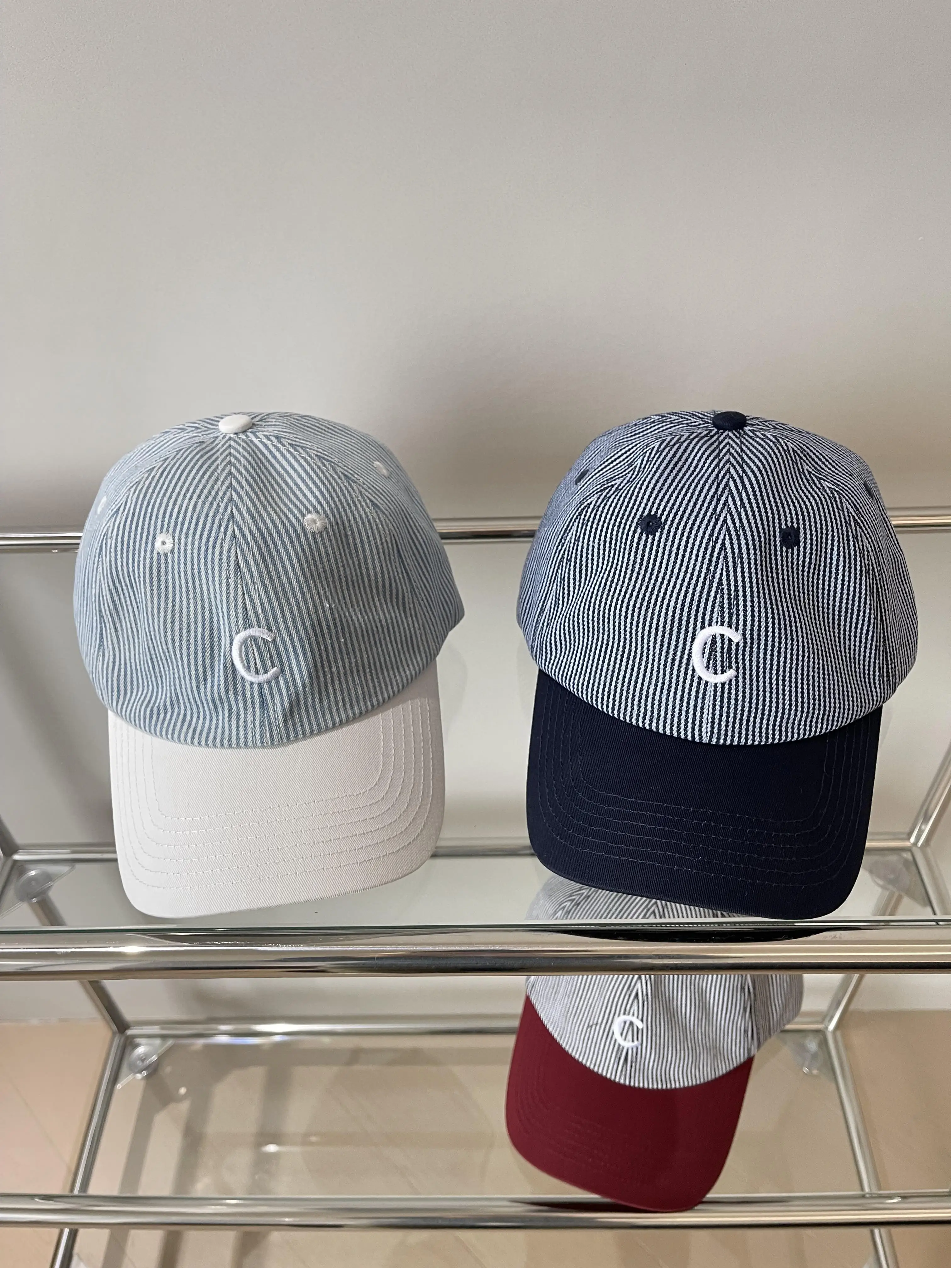 

Spring and Summer Letter Embroidery Striped Baseball Cap Women's Niche Versatile Sunshade Cap
