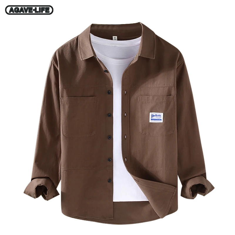 

Tooling Shirt Jacket Men's Spring Autumn Casual Shirts Fashion Handsome Youthful Men Shirt Japanese Comfortable Soft Cotton Tops