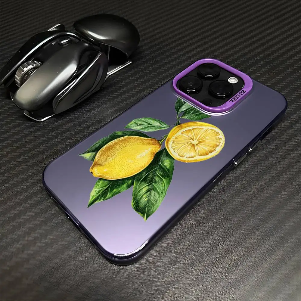 Summer Fresh Fruit Lemon Phone Case For iPhone17,16,15,14,13,12,11 Plus,Pro Max Purple Matte Shockproof Cover