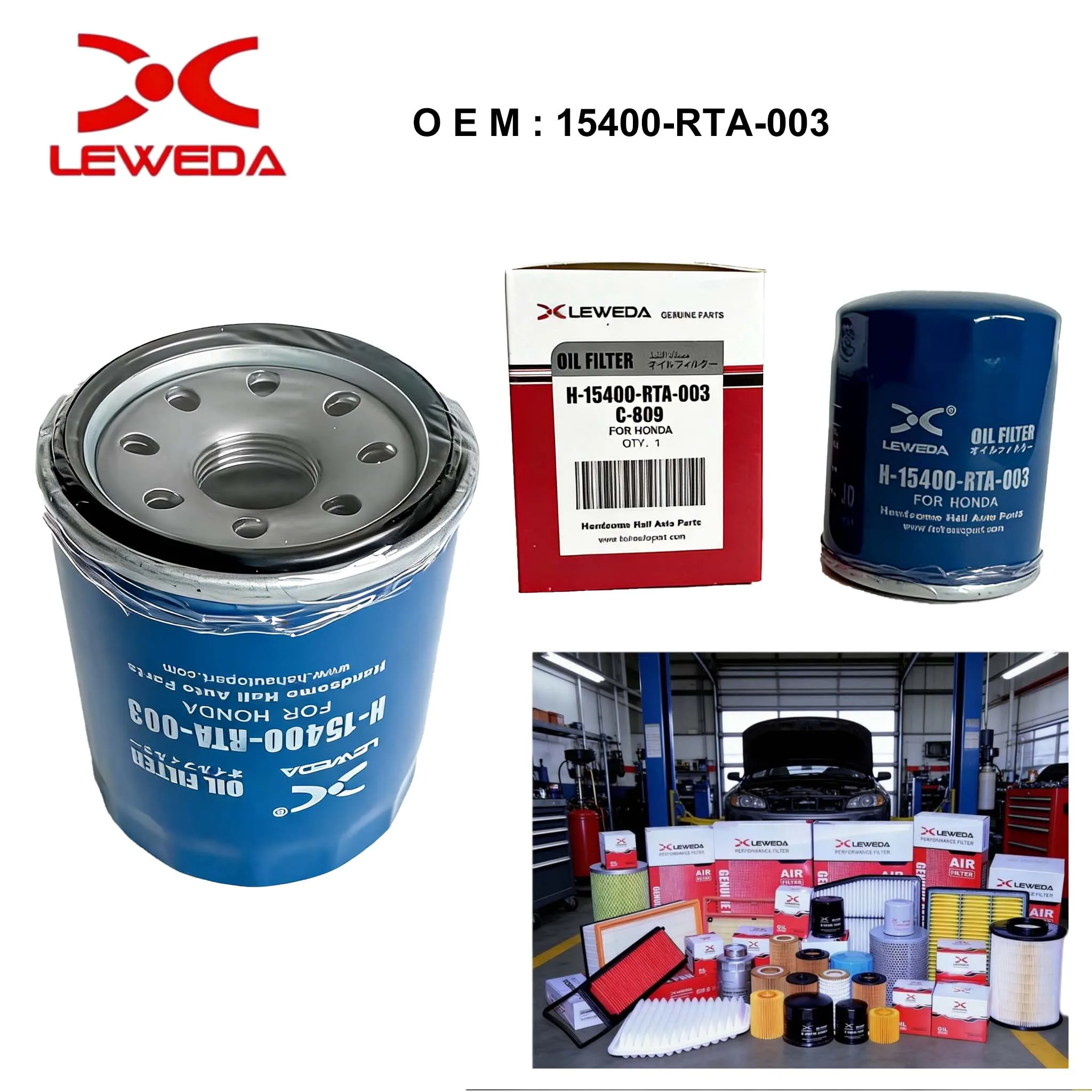 Filtro de aceite LEWEDA de alta calidad 15400-RTA-003 para Honda Civic CR-V Fit, reemplaza 15400-PLC-004 15400-RAF-T01