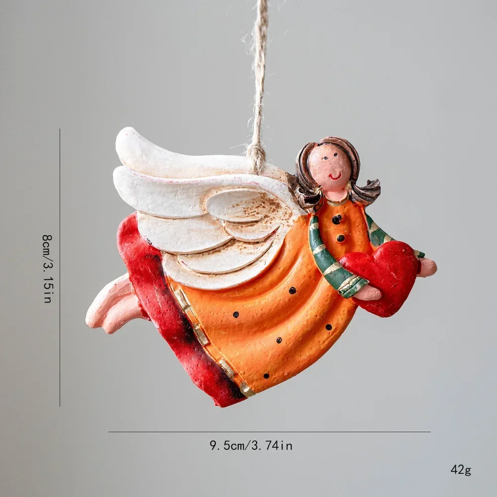 Festive Ornament Set 8 X 10 Cm Christmas Angel Decoration Brightly Painted Cohesive Decoration European Design