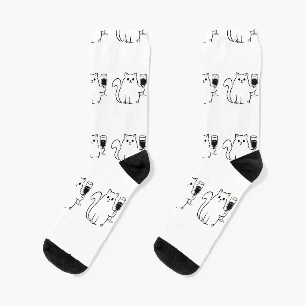 

Cat Mother Wine Lover Socks Stockings man christmas stocking gym Women Socks Men's