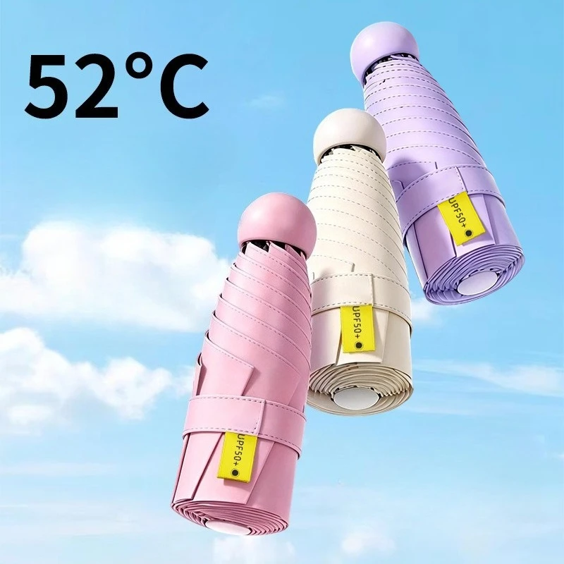 

1PC Mini Capsule Umbrella UPF50+ Sun Protection Compact Foldable Rain Umbrella for Women Portable Travel Sunshade Umbrella