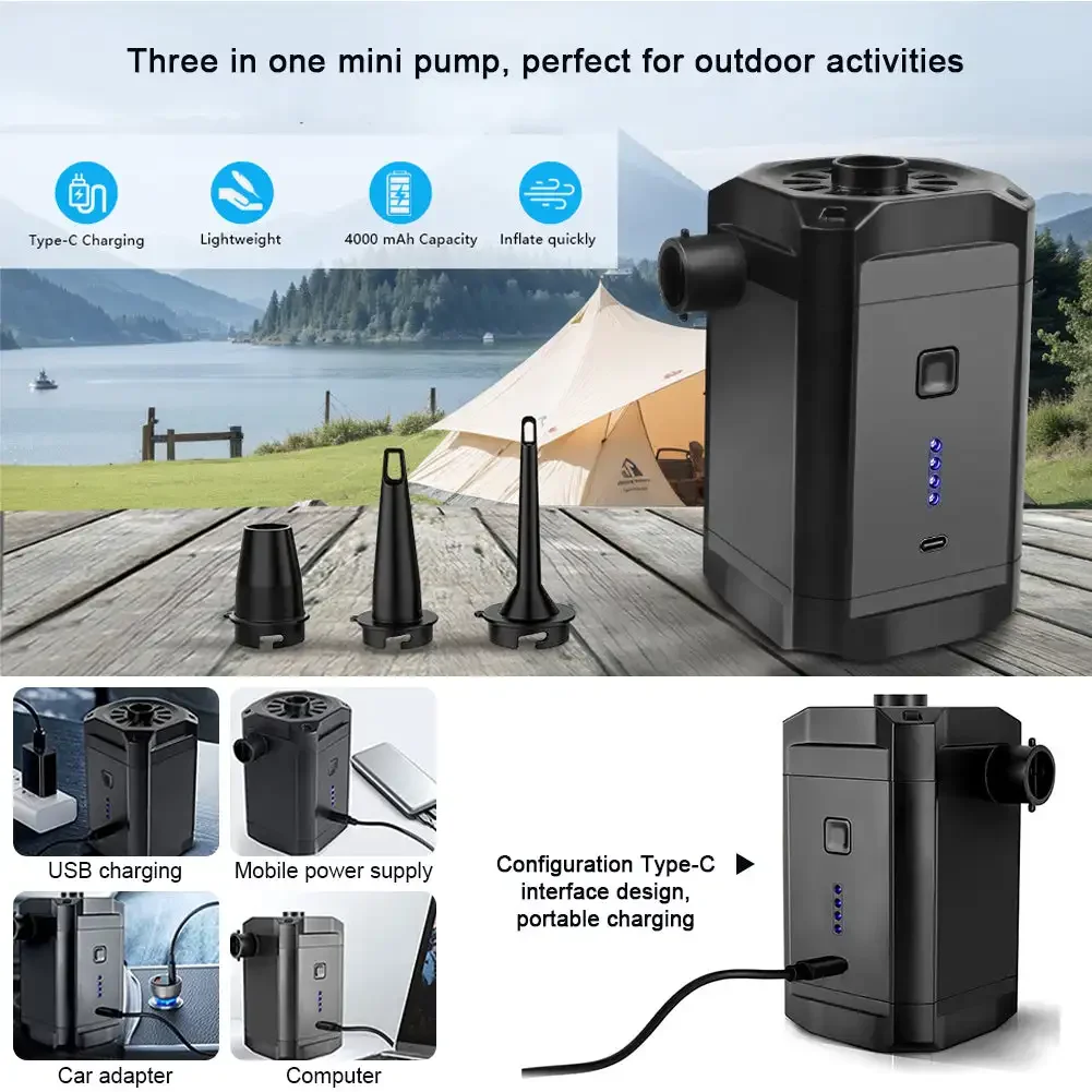 5200mAh Wireless Electric Air Pump Portable Car Air Compressor for Air Cushions Air Beds Swimming Ring Inflatable Pumps