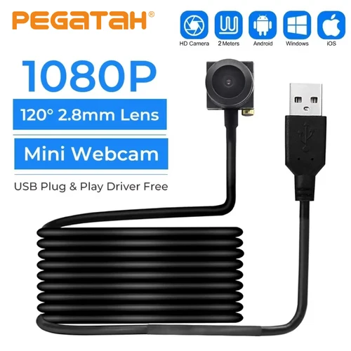 Mini cámara web USB con lente de 2,8/3,7mm, Webcams HD de 1080P para PC, Mini cámara CCTV, videocámara de seguridad para vídeo al aire libre