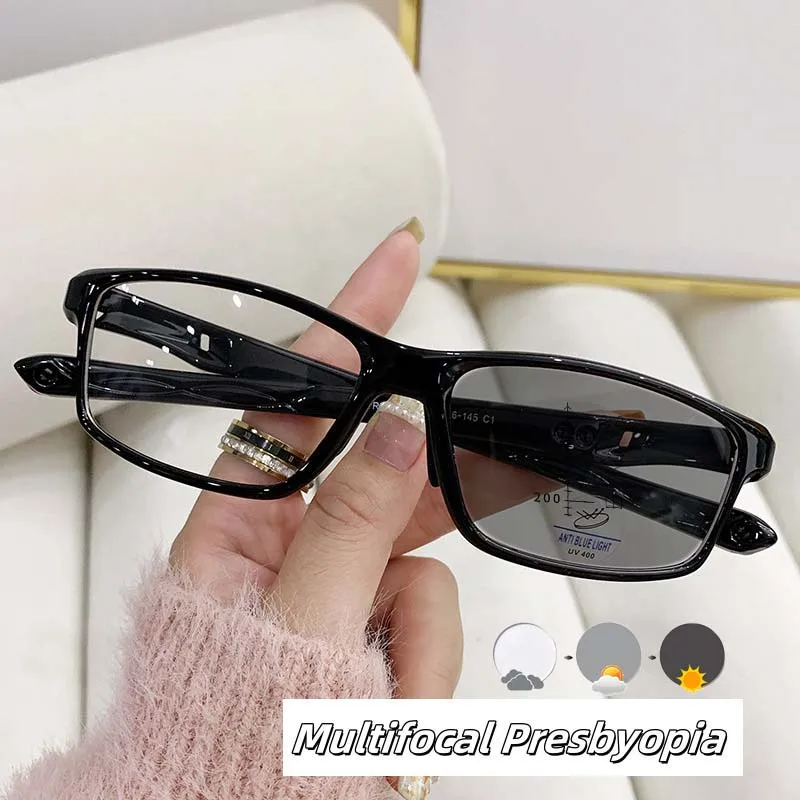 

Adjusting Glasses Anti Slip Cycling Multifocal Sports Far Sight Eyewear Anti Blue Light TR90 Color Changing Reading Eyeglasses