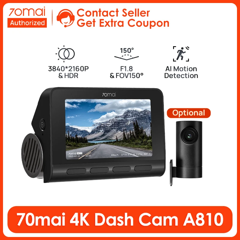 70mai 4K Dash Cam A810 Starvis 2 IMX678 4K HDR Dash Cam F1.8 150