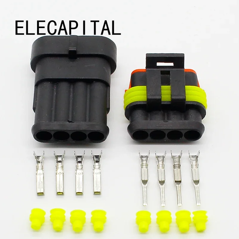 Wholesale 5 Sets NEW Car Auto 4 Pin Way Sealed Waterproof Electrical Wire Connector Plug Set