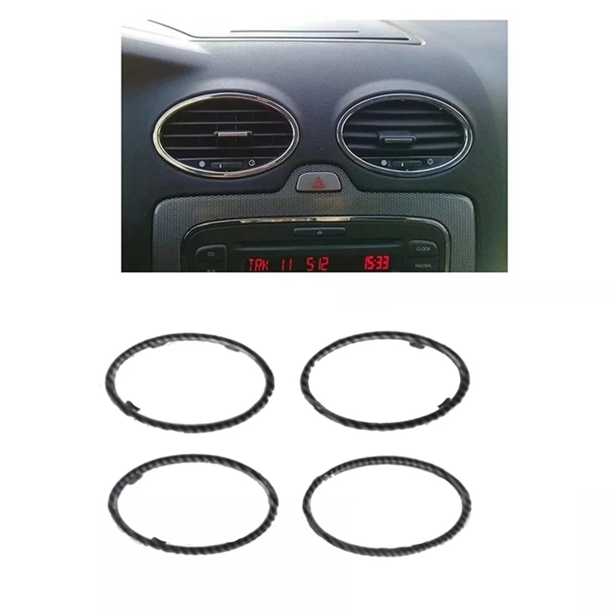 4 Uds marco de ventilación de aire acondicionado para salpicadero de coche 4M51A014L21BC 4M51A014L21AE para Ford Focus 2005-2011,A