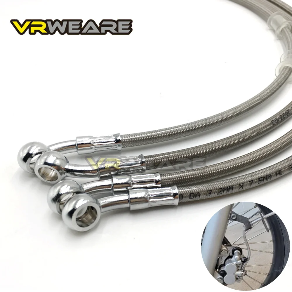 300-2200MM Motorcycle Hydraulic Brake Hose Line Only Silver Braided Cable 10mm Banjo Pipe For Suzuki Kawasaki Yamaha Honda ATV