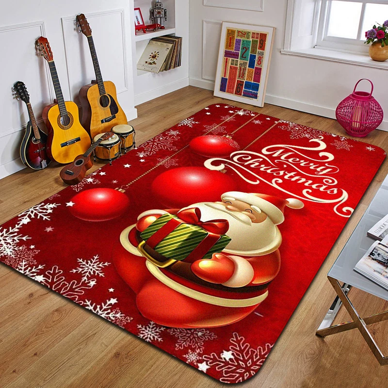 

Santa Claus carpet printed entrance doormat living room bedroom bathroom non-slip carpet home decorative floor mat new year gift